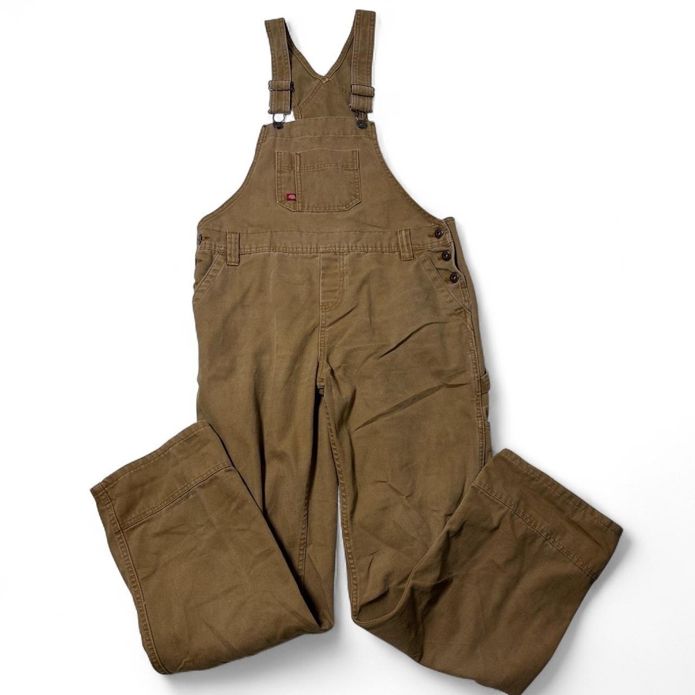 Dickies Dungarees Adult small Brown Bib Overalls Work Wear Canvas Carpenter Men